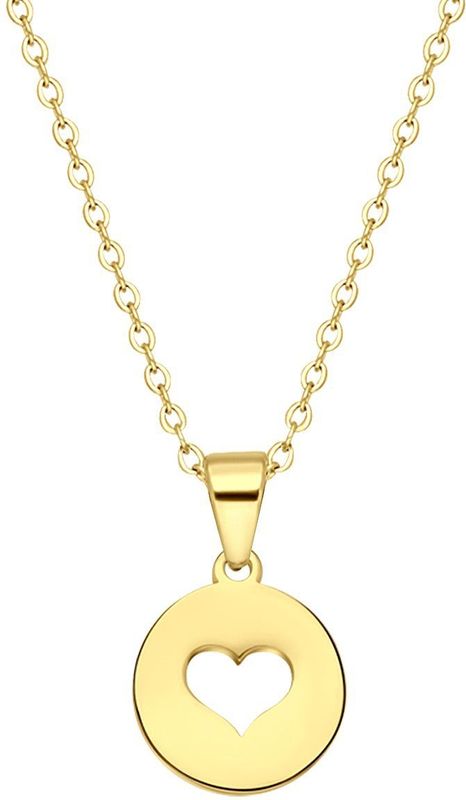Lucardi Dames Ketting met open hart - Staal - Ketting - Cadeau - 47 cm - Goudkleurig