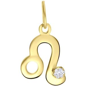 Lucardi Dames 9 Karaat hanger sterrenbeeld met zirkonia - Hanger - 9 Karaat - Goudkleurig