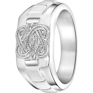 Lucardi Heren Gerecycled stalen ring surinaamse mattenklopper - Ring - Staal - Zilverkleurig - 22 / 69 mm