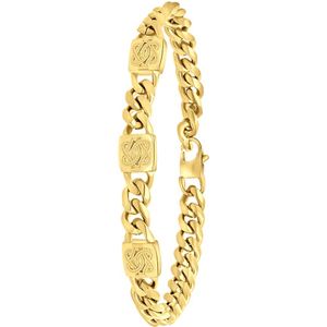 Lucardi Heren Gerecycled Stalen Goldplated Armband Surinaamse Mattenklopper - Armband - Staal