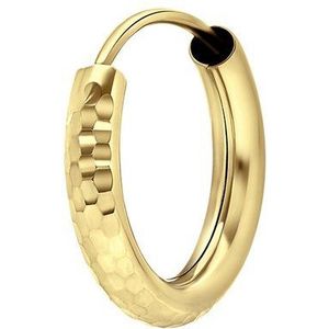 Lucardi Heren 14K geelgouden mannen oorbel diamond cut 15,5mm - Oorbellen - 14 Karaat Goud - Geelgoud