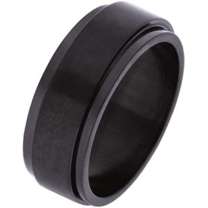 Lucardi Unisex Stalen blackplated anxiety ring - Ring - Staal - Zwart - 18 / 57 mm