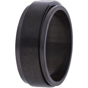 Lucardi Unisex Stalen Ring - Zwart - 23 / 72 mm