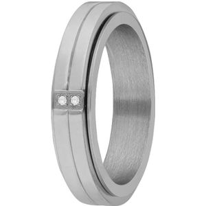 Lucardi Unisex Gerecycled stalen anxiety ring - Ring - Staal - Zilverkleurig - 16 / 50 mm