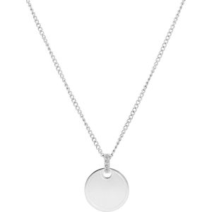 Lucardi Dames Gerecycled Stalen Ketting met Bewerkte Munt Hanger - Ketting - Staal - Zilverkleurig