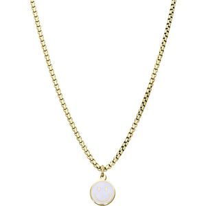 Little Miss Fabulous stalen goldplated ketting met smiley wit