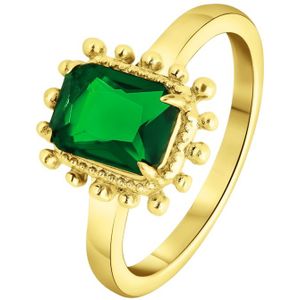 Stalen goldplated ring met groen voor dames