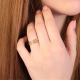 Lucardi - Opengewerkte Bladeren - Ring - Goudkleurig - 9 Karaat