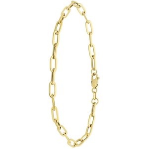 Lucardi Dames 9 Karaat armband paperclip 3,3mm - Armband - 9 Karaat - Goudkleurig - 19 cm