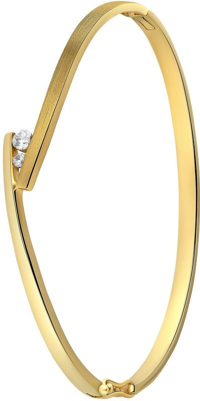 Lucardi - Dames Armband - Goudkleurig - Echt Zilver - Zirkonia