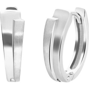 Lucardi Dames Zilveren oorringen mat/glans - Oorbellen - 925 Zilver - Zilverkleurig