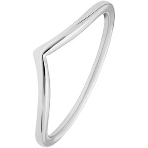 Lucardi Dames Zilveren ring V-vorm rhodiumplated - Ring - 925 Zilver - Zilverkleurig - 16 / 50 mm