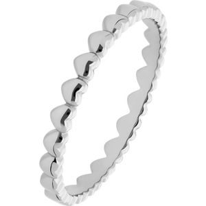 Lucardi - Dames Ring - Zilverkleurig - 925 Zilver - Rhodiumplated met Hartjes