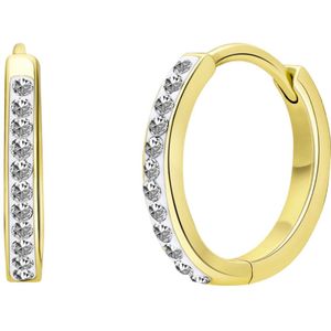 Lucardi - Oorbellen - Goudkleurig - 925 Zilver - Goldplated Kristal