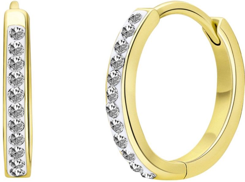 Lucardi - Oorbellen - Goudkleurig - 925 Zilver - Goldplated Kristal