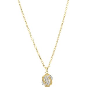 Lucardi Dames Gerecycled stalen goldplated collier mattenklopper kristal - Ketting - Staal - Goudkleurig - 45 cm