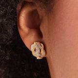 Lucardi - Gerecycled Stalen Goldplated Oorknoppen - Goudkleurig - Kristal