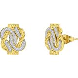 Lucardi - Gerecycled Stalen Goldplated Oorknoppen - Goudkleurig - Kristal