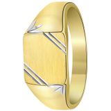 Lucardi - Bicolor Goldplated Heren Zegelring - Ring - 925 Zilver - Goudkleurig