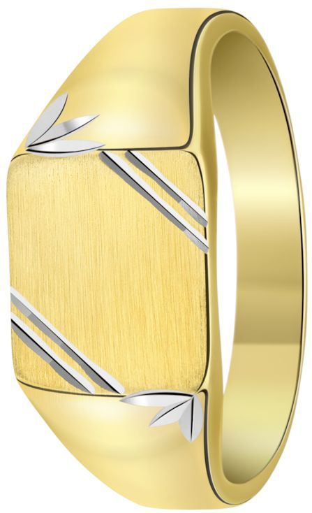 Lucardi - Bicolor Goldplated Heren Zegelring - Ring - 925 Zilver - Goudkleurig