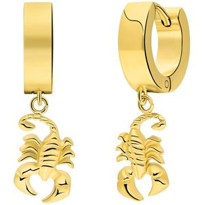 Lucardi - Heren Gerecyled stalen goldplated oorbellen schorpioen - Oorbellen - Staal - Goudkleurig