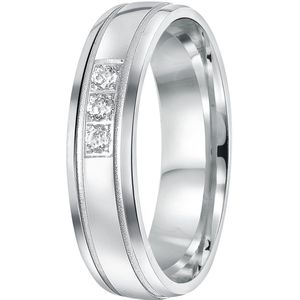 Lucardi Dames Vriendschapsring Zakynthos zirkonia - Ring - Cadeau voor vrouwen - Echt Zilver - Zilverkleurig