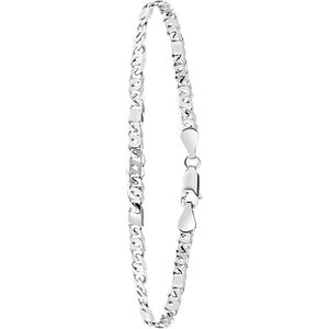 Lucardi Heren Gerecycled zilveren armband gourmetschakel. - Armband - 925 Zilver - Zilverkleurig - 22 cm