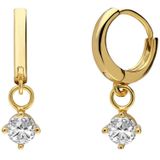 Lucardi - Oorbellen - Goudkleurig - 925 Zilver - Zilveren Goldplated Hanger Zirkonia
