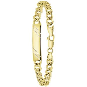 Lucardi Heren Zilveren Goldplated Bicolor Heren Plaatarmband - Armband - 925 Zilver - Goudkleurig