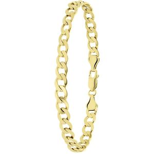 Lucardi Heren Gerecycled zilveren goldplated herenarmband met gourmet schakel - Armband - 925 Zilver - Goudkleurig - 20 cm