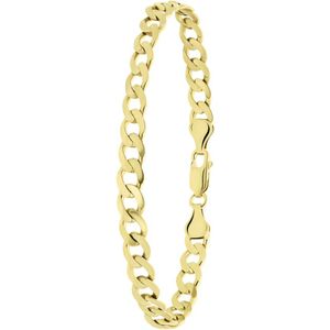 Lucardi - Gerecycled Zilveren Goldplated Herenarmband - Armband - Goudkleurig - 925 Zilver - 22 cm