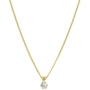 Lucardi Dames Zilveren goldplated ketting met hanger zirkonia - Ketting - 925 Zilver - Goudkleurig - 45 cm