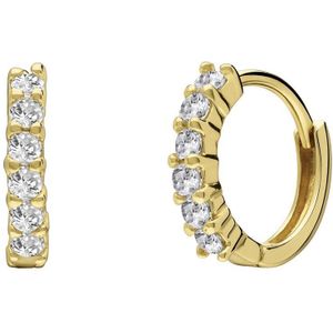 Lucardi Dames Zilveren goldplated oorringen zirkonia - Oorbellen - 925 Zilver - Goudkleurig