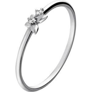 Lucardi Dames Zilveren ring vlinder zirkonia - Oorbellen - 925 Zilver - Zilverkleurig