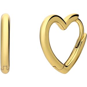 Lucardi Dames Zilveren goldplated oorringen hart - Oorbellen - 925 Zilver - Goudkleurig