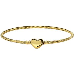 Stalen goldplated armband slang met hart sluiting