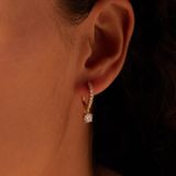 Lucardi - Dames Zilveren goldplated sieradenset ketting en oorringen zirkonia - Cadeau voor vrouwen Set - 925 Zilver - Goudkleurig