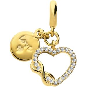 Lucardi Dames Zilveren Goldplated Bedel Har - Infinity en Disc - Hanger - 925 Zilver - Goudkleurig