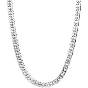 Lucardi - Kinder Stalen ketting met gourmetschakel - Ketting - Staal - Zilverkleurig - 42 cm