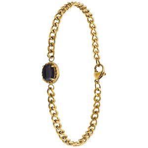 Lucardi Dames Stalen goldplated armband vintage zwart - Armband - Staal - Goudkleurig - 20 cm