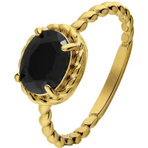 Stalen goldplated ring vintage zwart