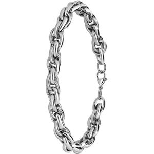 Lucardi Heren Stalen schakelarmband - Armband - Staal - Zilver - 21 cm