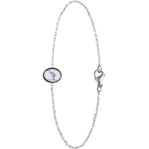 Stalen armband met wit turqoise