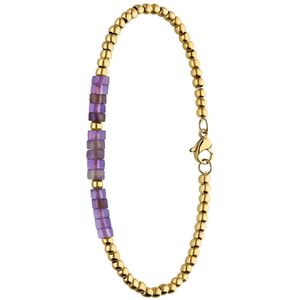 Stalen goldplated armband met amethyst