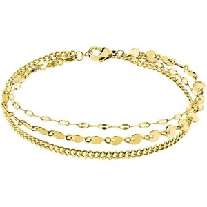 Lucardi Dames Stalen goldplated armband dubbel rond - Armband - Staal - Goudkleurig - 20 cm