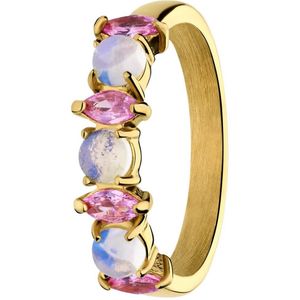 Lucardi - Ring Stahl - Gelbgold Ringe 1 ct Damen (31.99 € / 1 ct)