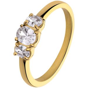 Lucardi - Ring Stahl - Gelbgold Ringe 1 ct Damen (31.99 € / 1 ct)