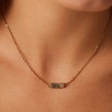 Lucardi - Dames Stalen Goldplated Ketting met Glitter Steen - Goudkleurig - 45 cm