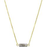 Lucardi - Dames Stalen Goldplated Ketting met Glitter Steen - Goudkleurig - 45 cm