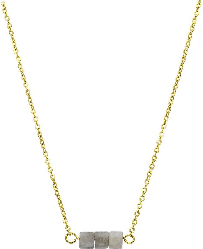 Lucardi - Dames Stalen Goldplated Ketting met Glitter Steen - Goudkleurig - 45 cm